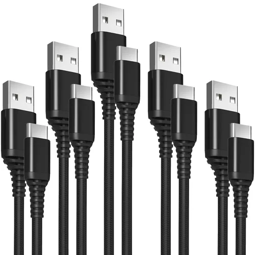 Vista 8 de Paquete de 5 cables USB tipo C [6 pies Carga rápida 3A trenzados] - Cable de carga USB-A a USB-C, compatible con iPhone 17 16 15 Plus Pro Max