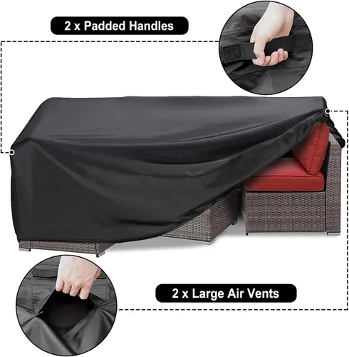 Vista 3 de Funda Impermeable para Muebles de Exterior, Fundas para Muebles de Patio de 137 Pulgadas Tamaño Grande Fundas para Sofá Seccional Rectangulares