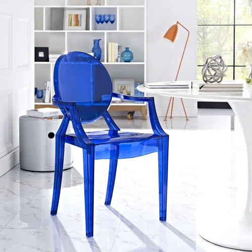 Vista 2 de Silla de Comedor transparente de Casper, Plástico, Azul