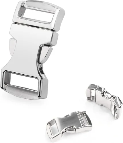 Vista 7 de CooBigo Metal Side Release Buckle Webbing Buckle Paracord Bracelet Clasps for Leather Strap Dog Collars Harness Belt