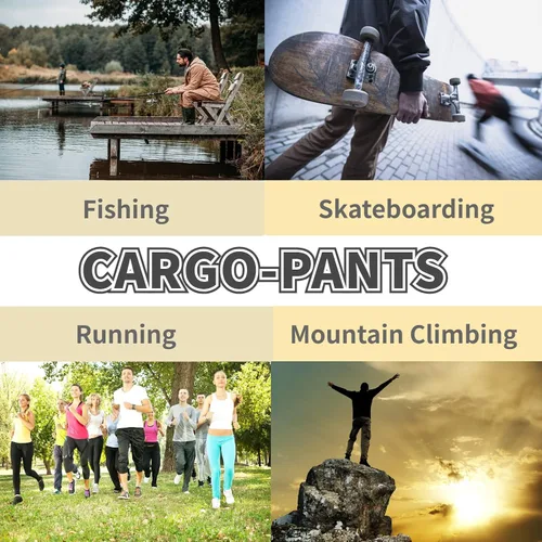 Vista 9 de Pantalones cargo para hombre con bolsillos, pantalones deportivos de algodón para senderismo, casuales, atléticos, deportivos, para exteriores