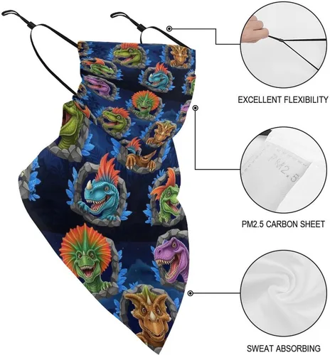 Vista 3 de Pañuelo de protección solar UV con lazo para las orejas, bufanda triangular reutilizable