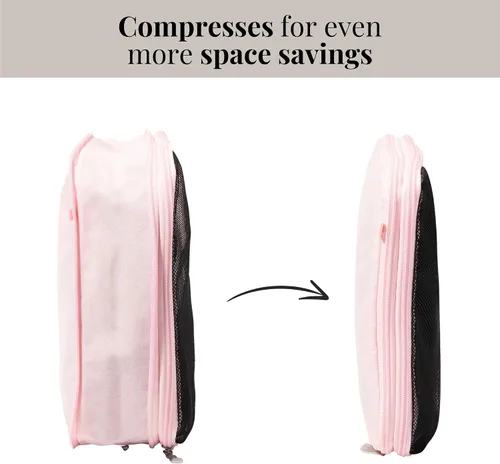 Vista 2 de Baggallini Juego de 3 cubos de compresión - Cubos de compresión ligeros para viajes, BOLSA ROSA, Talla única