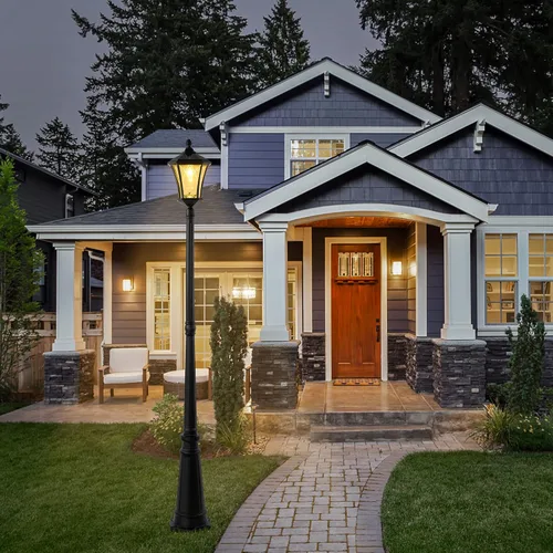 Vista 7 de LUTEC Lámpara de poste solar para exteriores, luz del anochecer al amanecer, poste impermeable con vidrio estampado, accesorios de luz solar