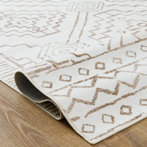 Vista 5 de jinchan Alfombras marroquíes de 4 x 6 pies para dormitorio, lavables a máquina, suaves, modernas, geométricas, resistentes a las manchas, Boho Taupe