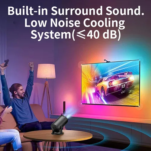 Vista 6 de Yinhing Proyector portátil de vídeo 1080P Full HD 150 ANSI 8000lm 270 ajustable con fidelidad inalámbrica para Android portátil TV Stick Smartphone