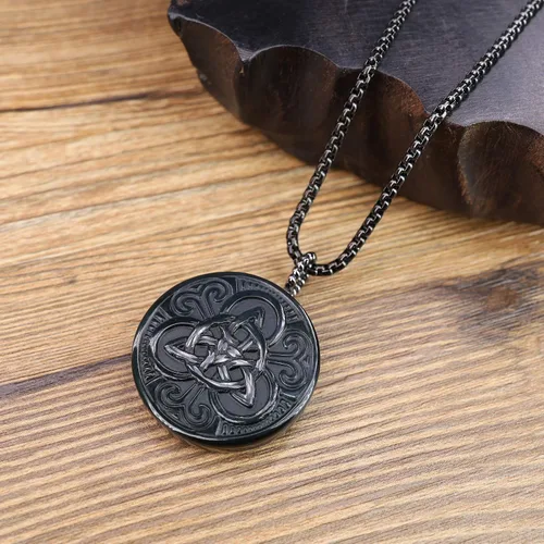Vista 4 de COAI Crystal Neklace Celtic Knot Necklace Black Obsidian Necklace for Men Women