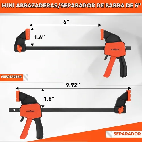 Vista 3 de HORUSDY Abrazaderas de mini barra de 6 pulgadas para carpintería, paquete de 2 abrazaderas F de liberación rápida, operación con una mano, límite
