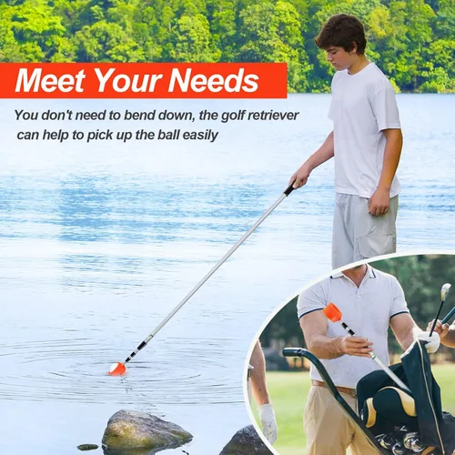 Vista 6 de Golf Ball Retriever - Telescopic Aluminum Alloy Pole and Firm Nylon Cup Grabber