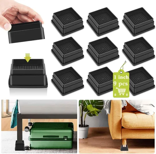 Vista 55 de Paquete de 12 elevadores de muebles de 1, 2 o 3 pulgadas, elevadores de cama ajustables resistentes para mesa, escritorio, sofá, silla, gabinete