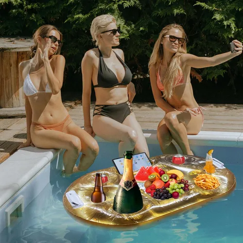 Vista 2 de Soporte inflable flotante para bebidas para fiesta en la piscina, accesorios para tazas, decoración de natación, regalos de fiesta en la playa