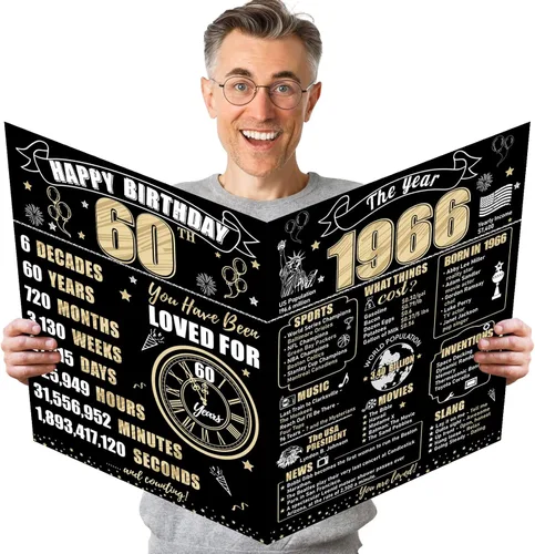 Vista 21 de Turypaty Tarjeta de 10 cumpleaños grande con sobre para niños y niñas, libro de firmas de invitados gigante de feliz 10 cumpleaños en negro y oro