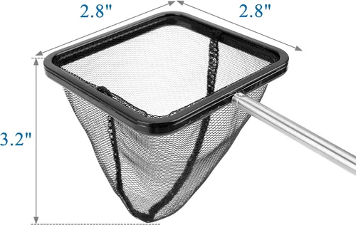 Vista 3 de Aquarium Fish Net 10.8"x16.3" Rectangular Fish Net with 5.5"-16.3" Handle Fine Mesh Nylon Fish Tank Accessory with Extendable Telescopic Plastic
