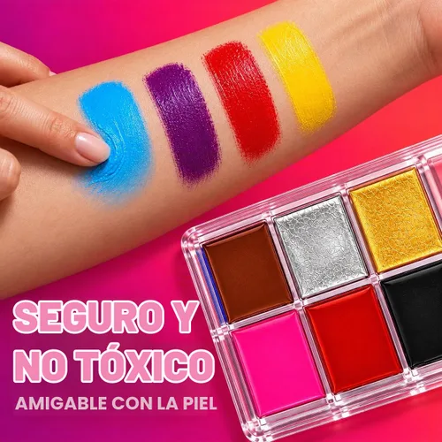 Vista 4 de Paleta de pintura facial de Halloween, kit de pintura de maquillaje