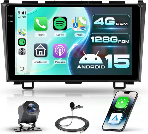 Vista 9 de Estéreo de coche Android 2G+64G para Honda CRV 2007-2011 con Carplay inalámbrico/Android Auto con navegación GPS WiFi, pantalla táctil de 9