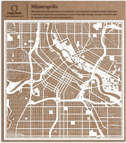Vista 95 de O3 Design Studio Aberdeen - Mapa de papel cortado en papel blanco de 12 x 12 pulgadas