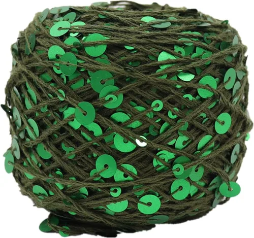 Vista 13 de Hilo de algodón de lentejuelas brillantes de 153 yardas, hilo brillante de ganchillo para diadema, gorro, tejer, suéter, tejido, puntada de Beige