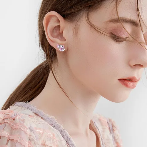 Vista 3 de VONALA Aretes de plata de ley 925 con diseño de animales, hipoalergénicos, lindos animales, joyería de regalo para mujeres y niñas