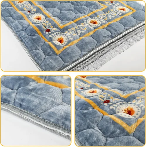 Vista 4 de Alfombra de oración musulmana con cuentas de oración Tasbih y sombrero de kufi, acolchada muy gruesa, alfombra de oración para hombres y mujeres
