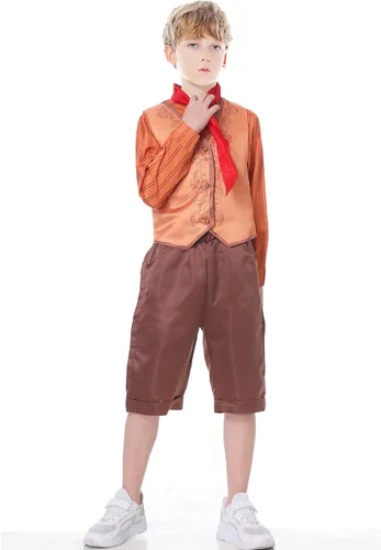 Vista 6 de Oturgor Disfraz de Antonio Madrigal para cosplay de príncipe de 4 piezas, chaleco de Halloween para niños