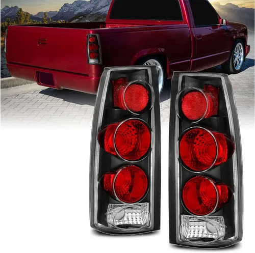 Vista 2 de AmeriLite para Chevy GMC [Camion C/K Truck Silverado Sierra Suburban Blazer Tahoe Yukon] Juego de luces traseras de repuesto estilo Euro en negro