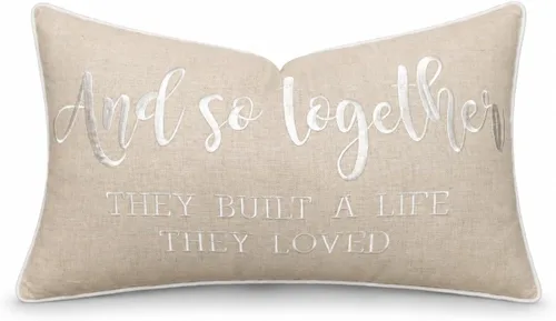 Vista 6 de Funda de Cojín Decorativo Romántico para Pareja, Sentimiento de Amor Bordado, Refranes Decorativos, Acento Lumbar - Decoración de Frases Acogedoras