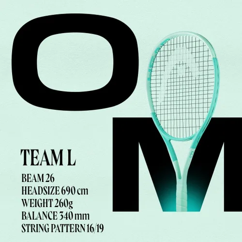 Vista 3 de HEAD Boom Team L Tennis Racquet Strung Mid Tension with Velocity 16G String