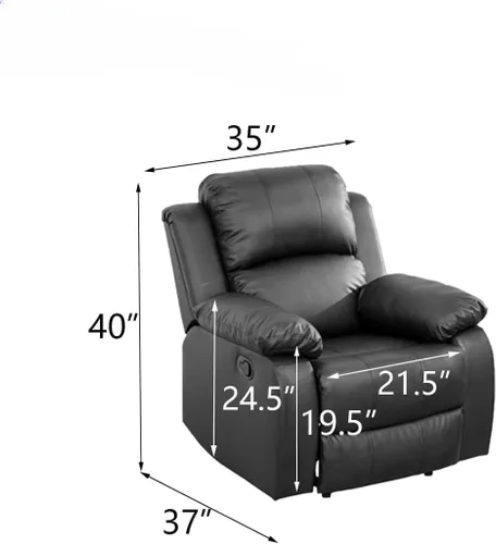 Vista 2 de Conjunto de sofá para sala de Estar, sillón reclinable de cuero transpirable, sofá de 3 plazas para cine en casa con portavasos para apartamento
