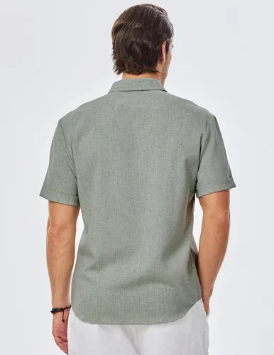 Vista 61 de JMIERR Camisas de vestir a rayas con botones y manga corta para hombre