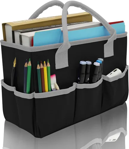 Vista 14 de Cupohus - Bolsa de almacenamiento para organizador de arte y manualidades con bolsillos y asas, organizador portátil de tela Oxford para maestros