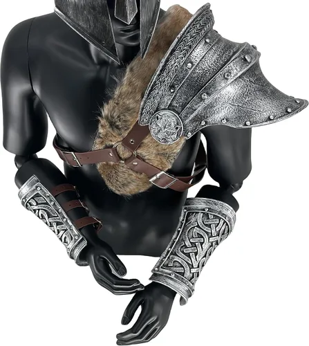 Vista 9 de LOOYAR Auténtica pulsera vikingo de espuma de poliuretano con hebilla, armadura de brazo, perfecta para Halloween, LARP, recreaciones históricas