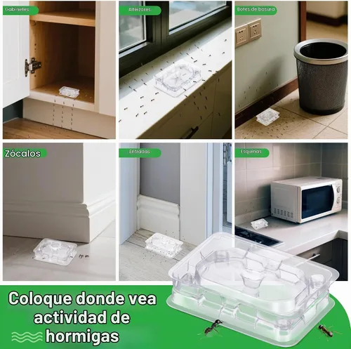 Vista 6 de 16 Set Ant Bait Stations Refillable, Indoor & Outdoor, Standard Size, Clear Bandejas vacías para cebo de hormigas, soporte reutilizable para cebo