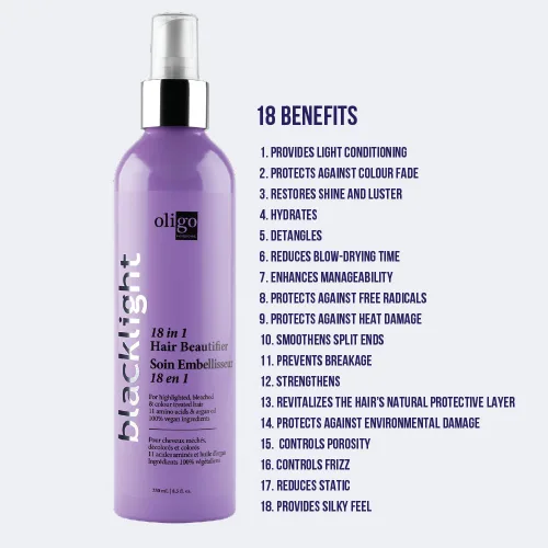 Vista 3 de Oligo Professionnel - Luz negra 18 en 1 - Embellecedor para el cabello - Anti encrespamiento - Acondicionador sin enjuague - Hidratación óptima