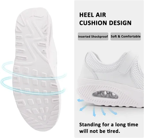 Vista 3 de Zapatos de enfermería de trabajo para mujer, antideslizantes, ajustables y transpirables, para caminar, fitness, informal, enfermería, ortopédicos
