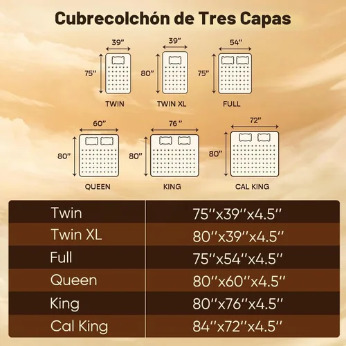 Vista 7 de Cubrecolchón tamaño Twin, cubrecolchón de espuma viscoelástica de 4.5 pulgadas para el dolor de espalda - espuma viscoelástica refrescante de 2.5