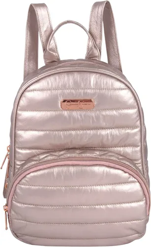 Vista 2 de Jessica Simpson Mini mochila acolchada para mujer, para el trabajo, la recreación, los desplazamientos y los viajes, Acolchado metálico