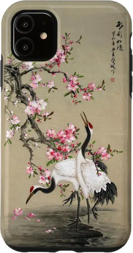 Vista 8 de Red Cap Cranes with Plum Blossoms Japanese Woodblock Art Case for iPhone 17