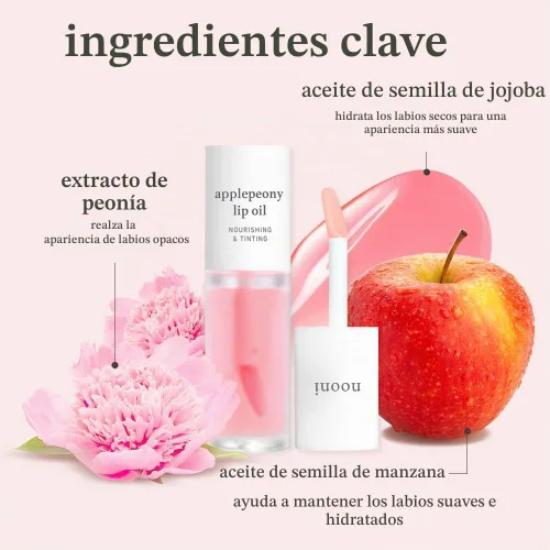 Vista 5 de NOONI Paquete de aceite de labios coreano - Applepeony y Appleclear