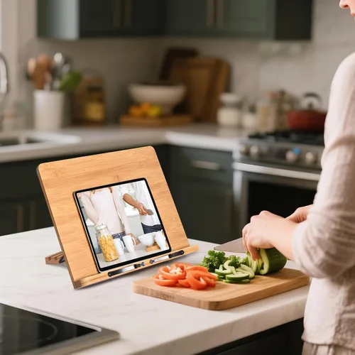Vista 7 de Soporte de tableta extra grande para escritorio, soporte ajustable para tabletas de pantalla táctil