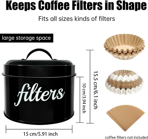 Vista 2 de Soporte para filtro de café esmaltado blanco con tapa, decoración rústica de granja de café envejecida
