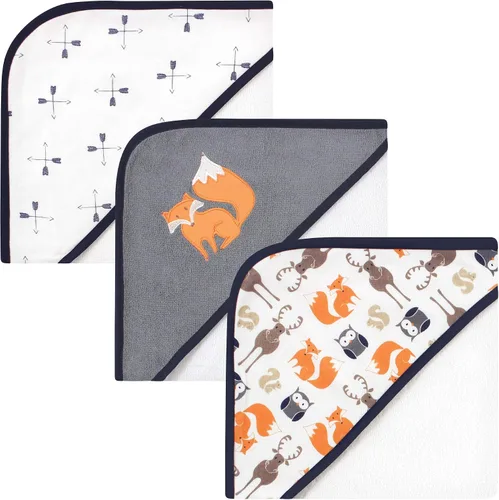 Vista 26 de Hudson Baby Toallas unisex con capucha de algodón para bebé, alfabeto, talla única