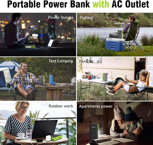 Vista 7 de Batería portátil ZeroKor con toma de corriente alterna, paquete de batería externa de 65W 110V 24000mAh, cargador portátil para laptop, fuente