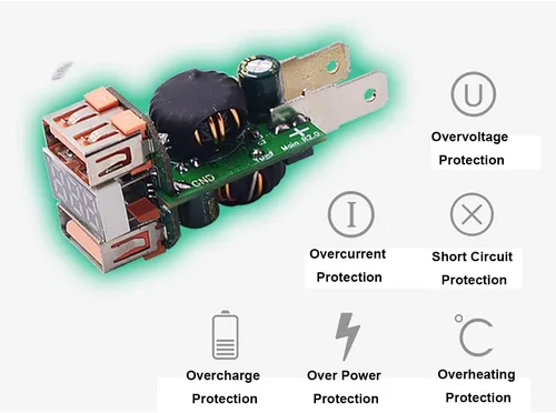 Vista 5 de Riloer Impermeable 12V motocicleta QC3.0 Dual USB cargador puertos adaptador de corriente con voltímetro digital para teléfonos inteligentes