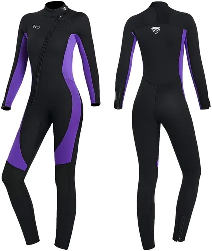 Vista 8 de Trajes húmedos para mujeres y hombres, traje de neopreno de cuerpo completo de 3MM, traje de buceo en agua fría, manga larga, cremallera frontal