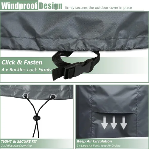Vista 4 de Funda impermeable para muebles de exterior, funda modular para exteriores, fundas rectangulares para patio para juego de muebles de exterior, 110" L