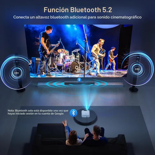 Vista 6 de [Usado] Proyector 4K con GoogIe TV, proyector Goiaey 2000 ANSI con WiFi y Bluetooth, aplicaciones oficiales integradas, GoogIe Voice, DoIby Audio