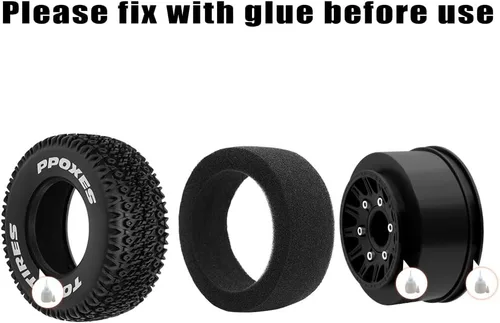 Vista 6 de GLOBACT Ruedas y neumáticos hexagonales RC de 0.472 in/0.551 in 1/10 RC para Arrma Senton Fury Slash Axial Losi Redcat Rc4wd Hex Reemplazo Negro