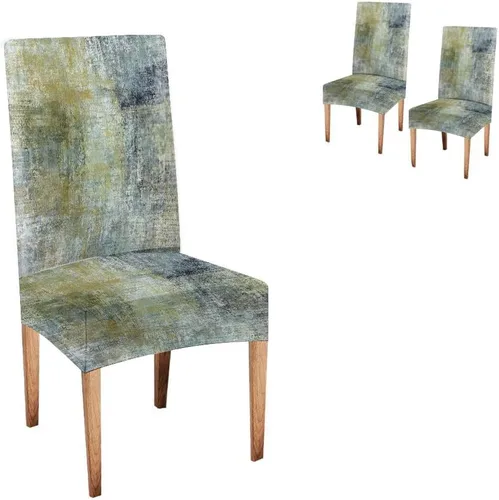 Vista 95 de TOMWISH Juego de 2 fundas para sillas de comedor, color turquesa y gris, fundas elásticas para sillas Parsons, de elastano, lavables, protectores