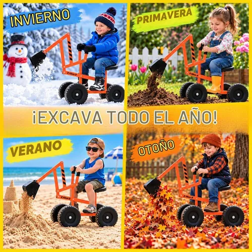Vista 4 de Albott - Excavadora de arena para niños con ruedas de 8 pulgadas Naranja