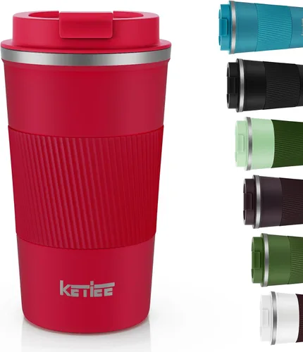 Vista 27 de KETIEE Taza de café de 12 oz: Taza de café con aislamiento al vacío y tapa a prueba de fugas, taza de viaje de acero inoxidable con doble pared
